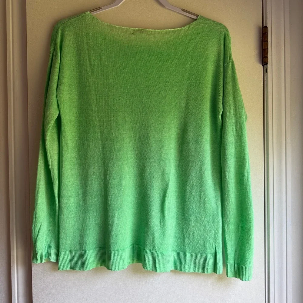 Lilly Pulitzer Womens Small Lime Green 100% Linen Lightweight Knit Sweater Top